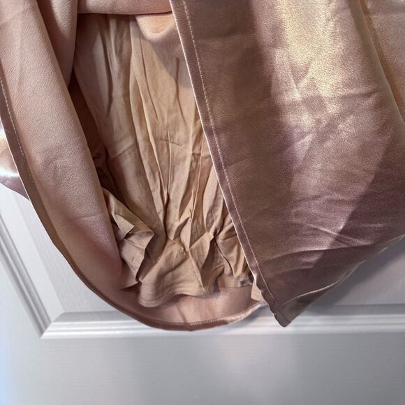 Lulus Lavish Looks Gold Satin One-Shoulder Tie-Strap Maxi Dress NWT Size Medium - Picture 8 of 10